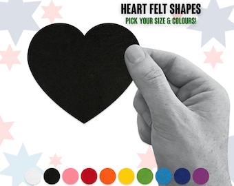 20x Heart Felt Shapes : Pick Your Size & Colours, 2mm Thick Solid Felt, Perfect for Crafting, Scrapbook, Cards etc.