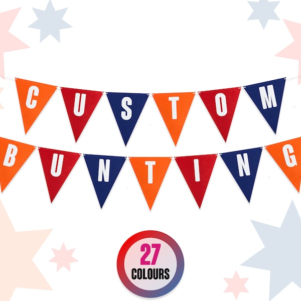 Pick Choose Build Your Own Personalised Custom Party Bunting - Colours & Message White Self Adhesive Lettering : 2.5m + Various Lengths