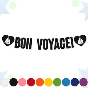 Bon Voyage Farewell Banner | Travel-Themed Leaving Party Bunting | 15cm Felt Letters | 10 Colours | 2mm Thick Felt | Celebration Decoration
