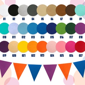 Build Choose Pick Your Own Bunting Banner Decoration - Personalised Plain Colour Flags/ 21cm Felt Flags/ Customised 27 Colours Available