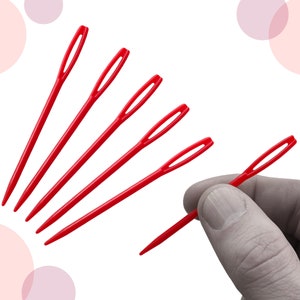 Rode plastic naalden – 7 cm lang | Ideaal voor vlaggenlijnen, borduren, naaien en weven | Kies je hoeveelheid!