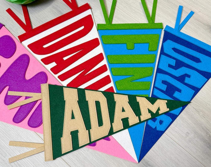 Custom Felt Name Pennant Banner | Nursery Wall Hanging | Baby Shower Gift | Personalised Baby Boy Girl Flag | Kids Room Decor | 27 Colours