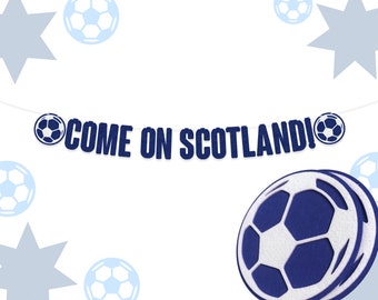 Kom op Schotland! / Het Tartan-leger! Assortiment Eurovoetbalbanners: 15 cm vilten letterslinger Kies uw kleuren blauw/wit