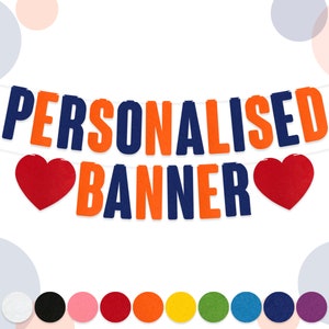 Personalised Custom Bunting Banner : 15cm Felt Letters Party Decorations Garland All Occasions Pick From 15 Colours 2mm Thick Material image 1