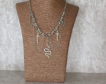 Serpiente y cuchillo de malla hechos a mano, pieza única
