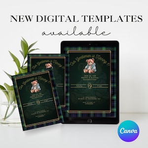 Geburtstagseinladung Polo-Bär | Classic & Preppy Thema | Bearbeitbarer digitaler Download
