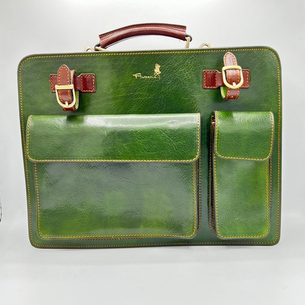“MILANO” model men's leather briefcase, handmade with love in Italy