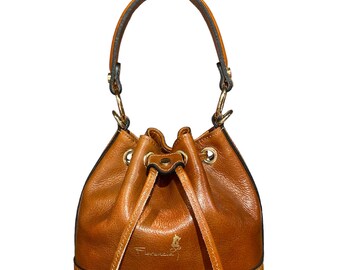 Mini leather bucket bag. Made in Italy