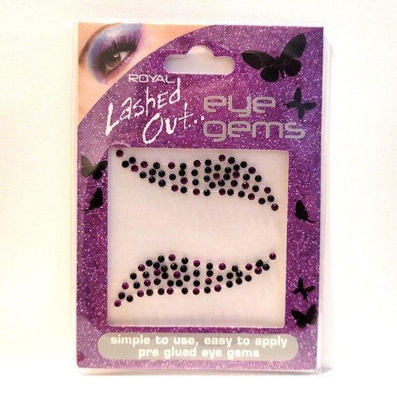 Royal Lashed Out Purple Black Eye Gems Festival Carnival Make up Face Gem  Glued Rhinestones 