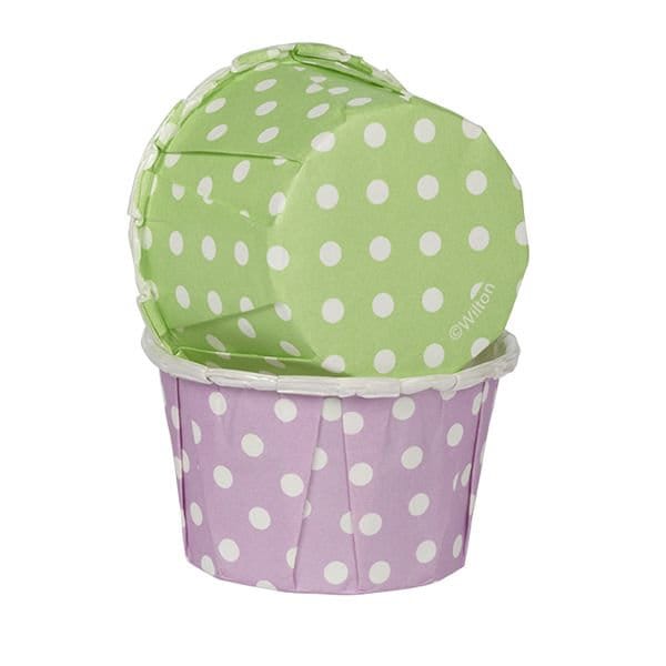 Wilton Paquete de 24 MINI FUNDAS PARA MUFFIN Vasos de fiesta con lunares verde lila Buffet