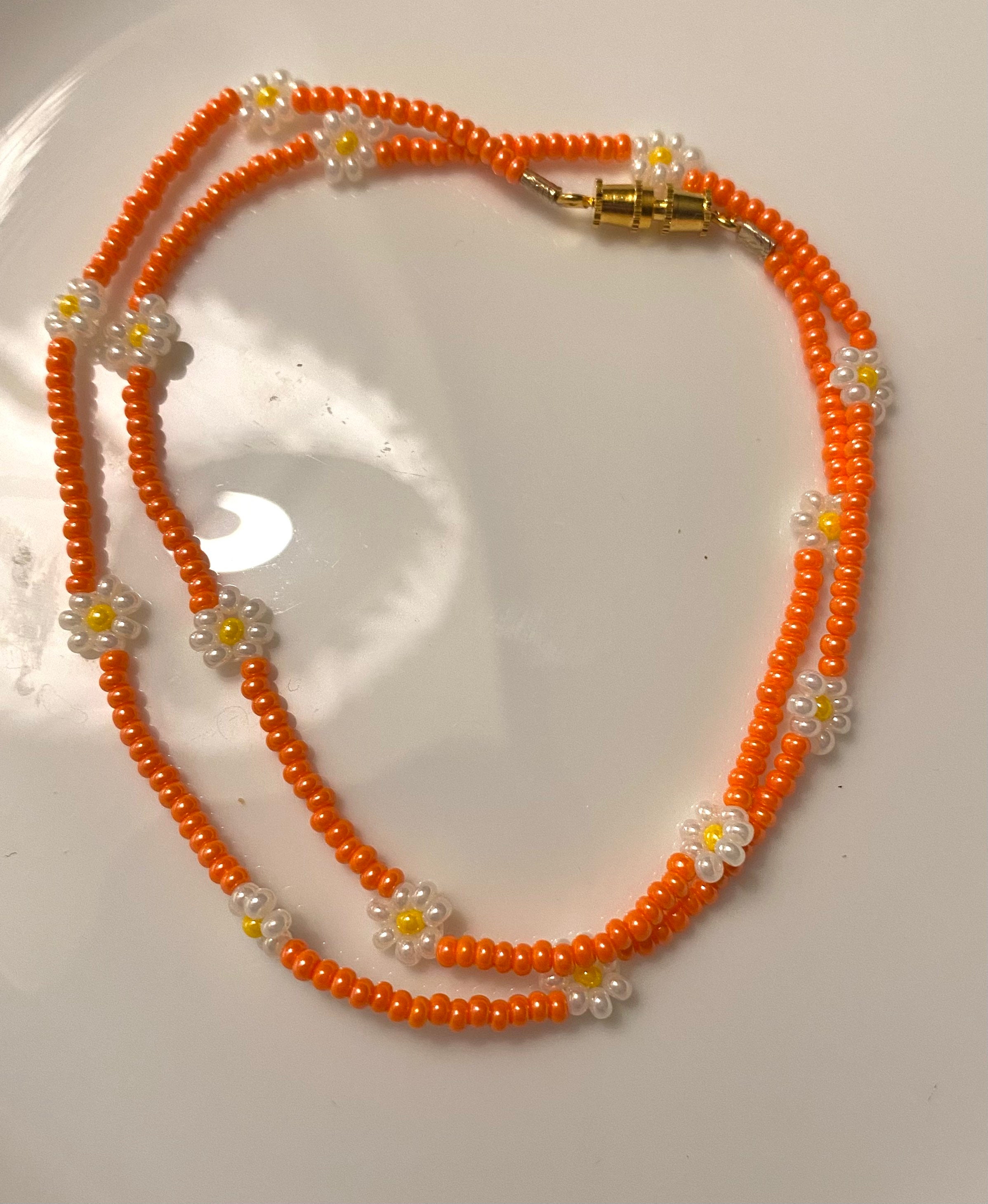 Beaded Flower choker necklace Etsy