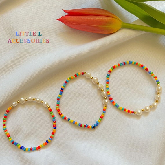Beaded Bracelet Stretchy Bracelet Czech Beads Colourful Beaded