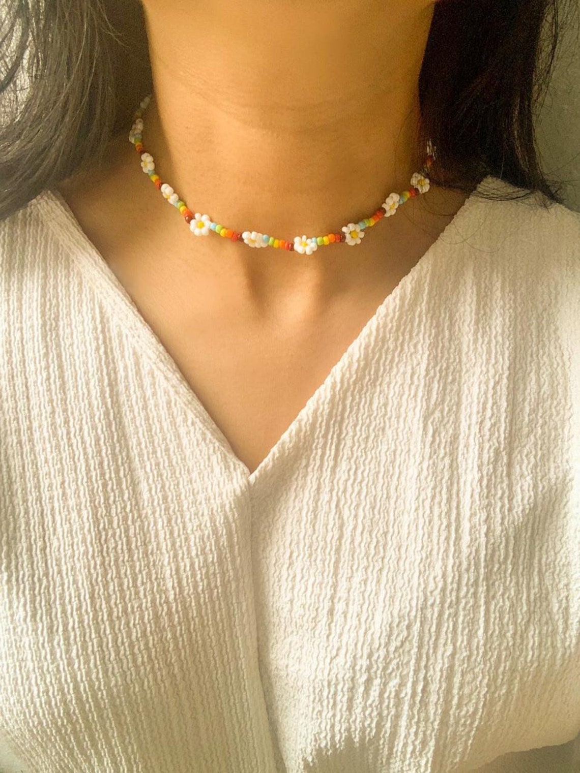 Friendship choker glass beaded choker rainbow choker Etsy
