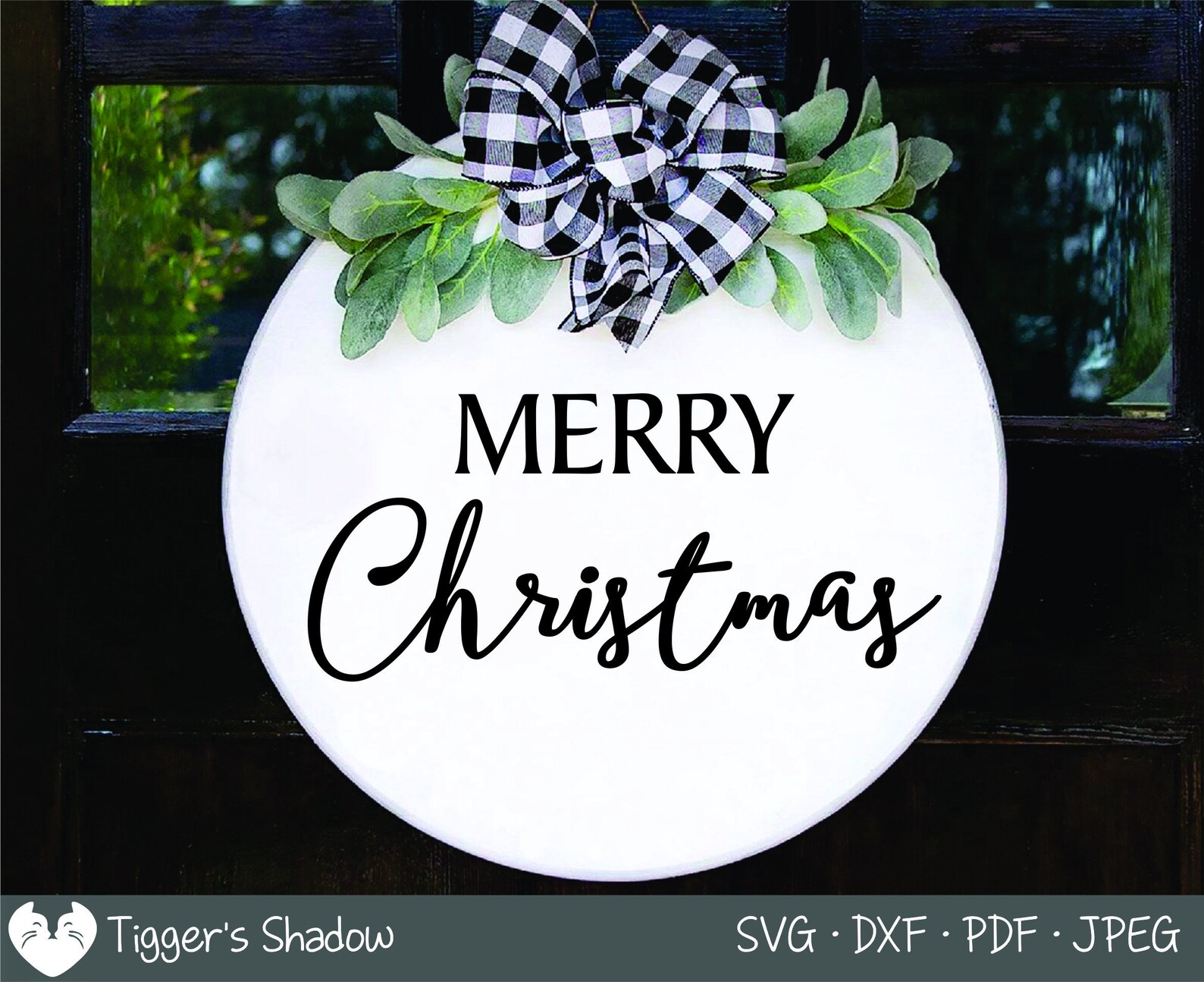 Merry Christmas SVG Front Door Decor Round Sign SVG | Etsy