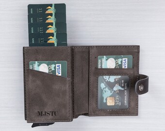 Detachable card holder NEW Navy denim and rabbit print wallet with RFID fraud protection 16 cards compartments Animal print.