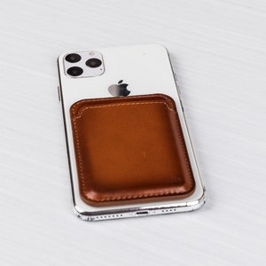 Custodia a portafoglio in pelle MagSafe per iPhone Mini, porta carte di credito personalizzato attaccabile, porta carte adesivo, porta carte di credito magnetico da donna
