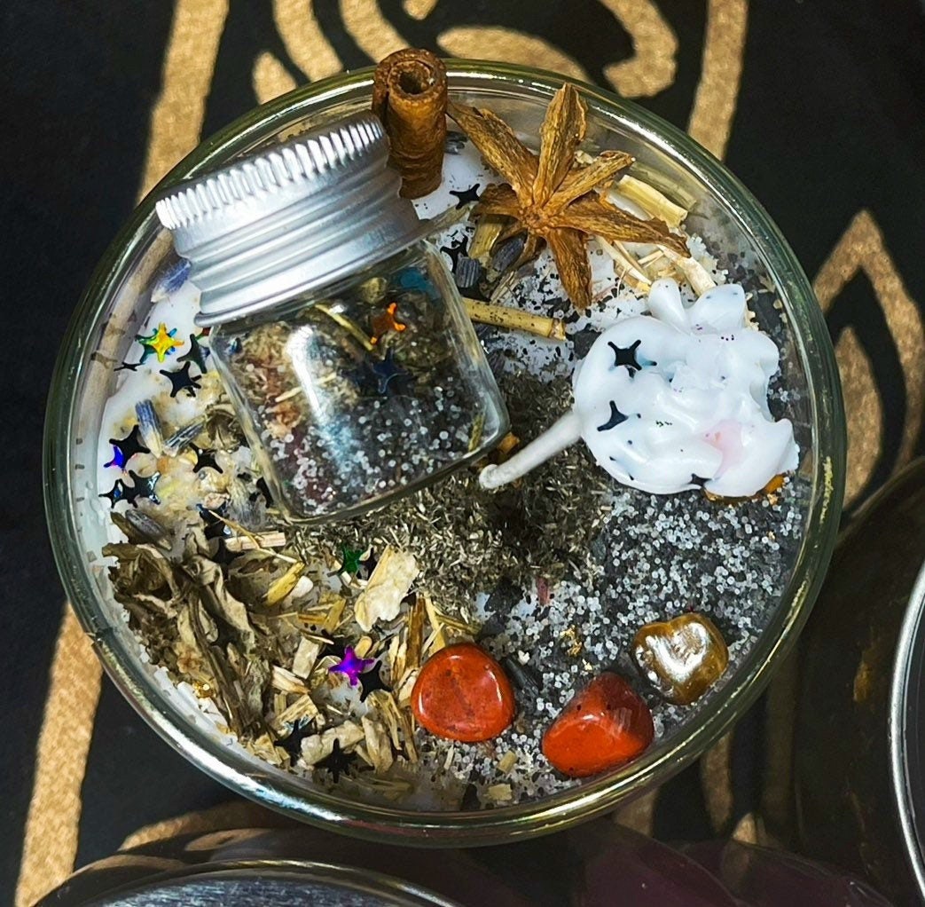 Ritual Protection Candle with Crystals And Amulets Spell to Etsy