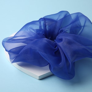 Navy Blue Oversized Organza Scrunchie