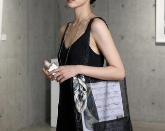 Black Sheer Tote Bag, Gothic Mesh Shopper, Minimalist Transparent Purse, Reusable Organza Gift Bag, Edgy Fashion Accessory, Y2K Style
