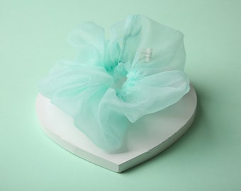 Mint Jumbo Organza Scrunchie