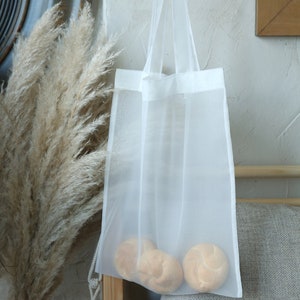 Ivory Transparent Tote Bag - Eco-Friendly Organza Bag - Chic Shimmering Tote for Bridesmaids, Shopping, and Beach Days