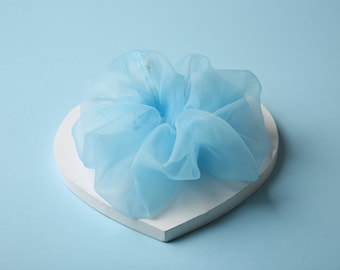 Baby Blue Jumbo Organza Scrunchie