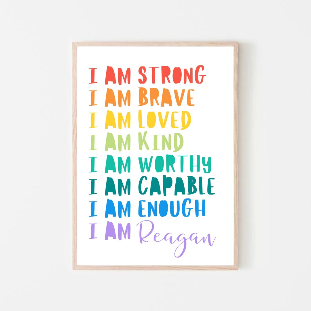 Digital Personalized i Am Poster for Kids Name Poster, I Am Strong ...