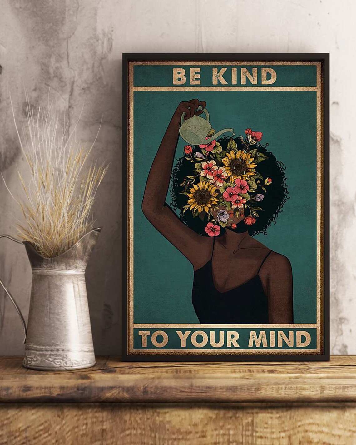 Flower Head Black Woman Poster Black Girl Poster African Etsy