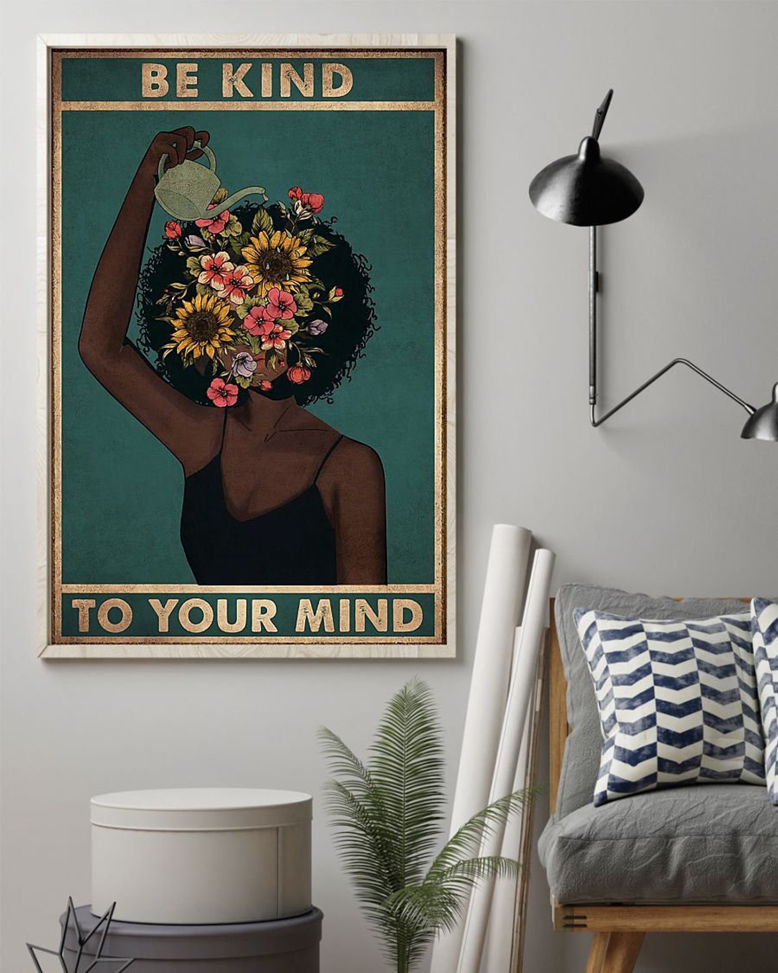 Flower Head Black Woman Poster Black Girl Poster African Etsy