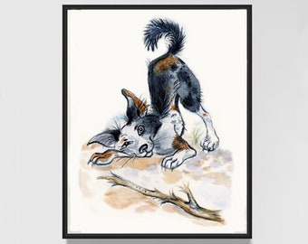 Puppy Painting Dog Art Print From My Watercolor Painting Funny Dog Wall Art Pet Large Art Print