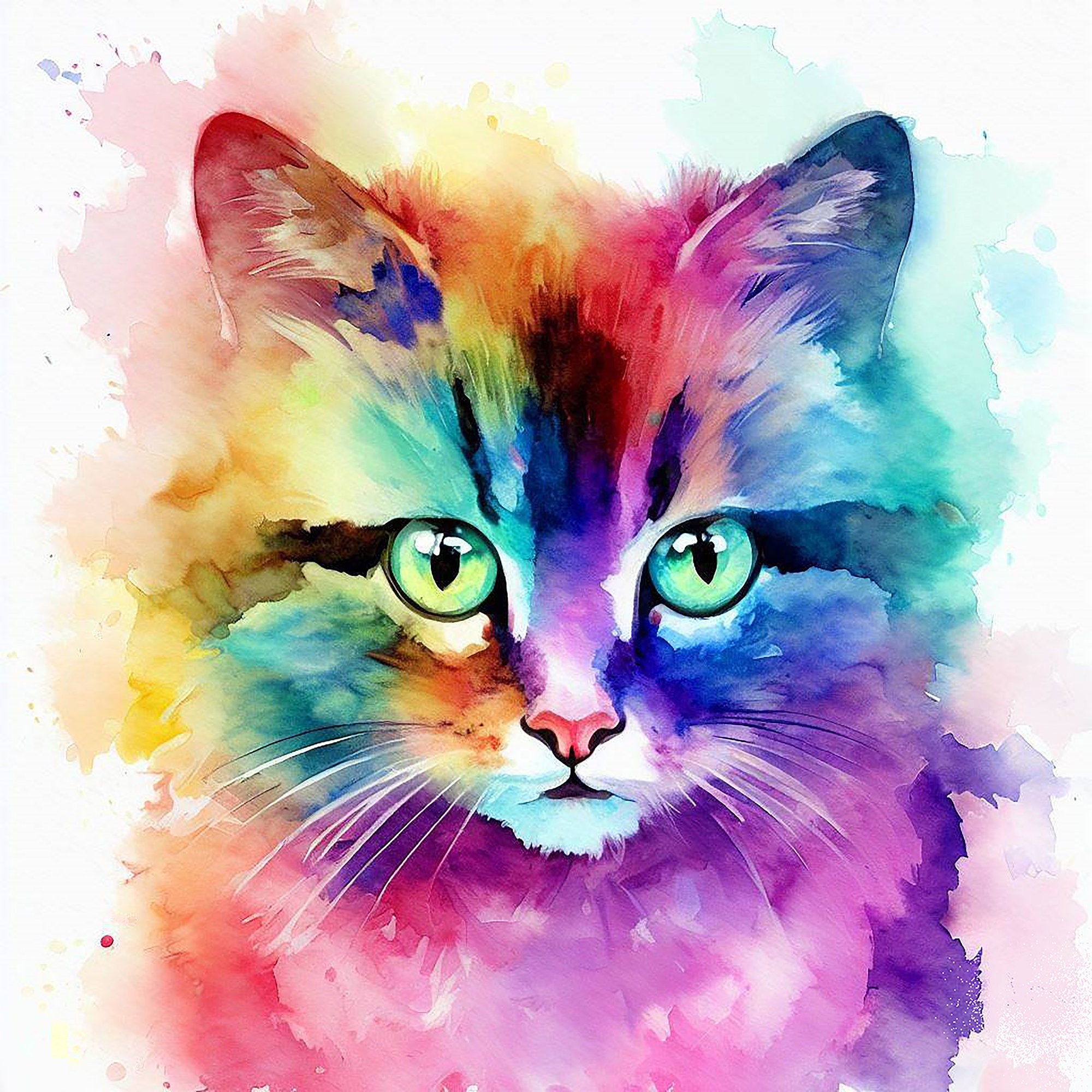 Colorful Kitty Art 