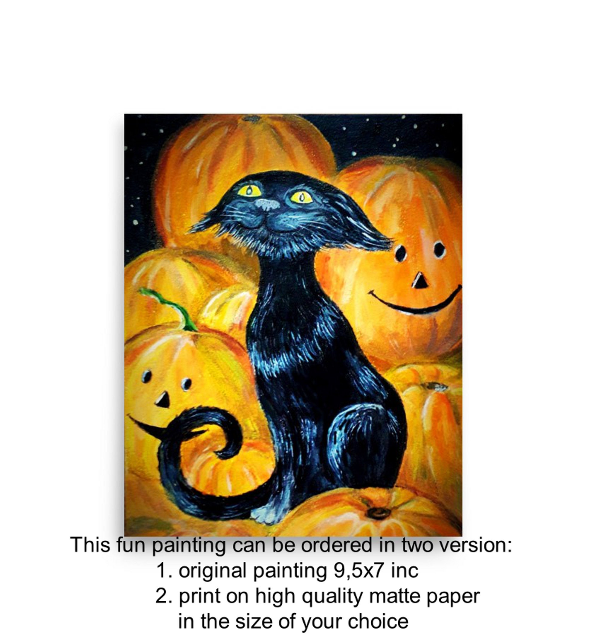 「ハロウィン　キャット」油絵　原画　オリジナル　１点物　絵画 ハロウィン キャット」油絵 原画 オリジナル 1点物 絵画
