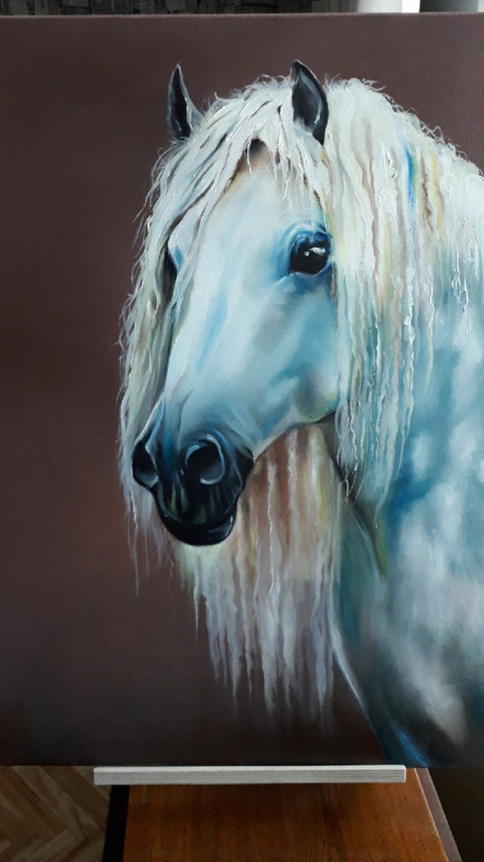 White Horse Portrait Original Art Oil Horse Painting Canvas Etsy