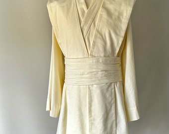 Conjunto de túnica Jedi de Star Wars, hecho a medida. Franela suave 100 % algodón, color crema.