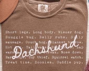 Comfort Colors® Weenies Shirt, Funny Dachshund Tshirt, Doxie Mom Shirt, Weenie Dog Gift, Dachshund Tee, Minimal Text Shirt