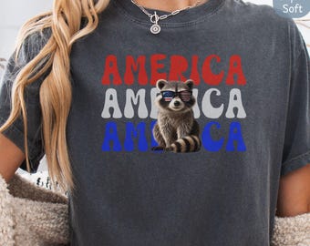 Patriotic Raccoon Shirt Unhinged Feral But Free Premium Tee Overstimulated 250th Anniversary July 4th Gift Weirdcore Comfort Colors