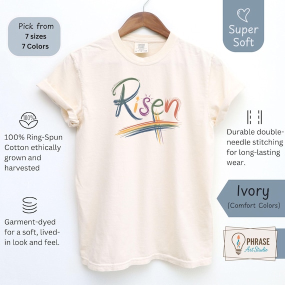 He Is Risen Shirt, Comfort Colors Easter Shirt Women, Christian T-Shirt, Easter Gift for Mom, Religious Easter Tee