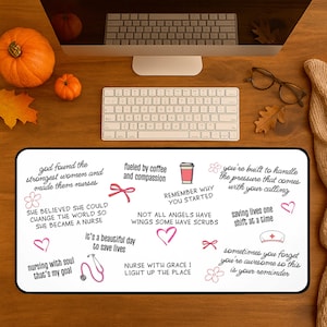 Nurse Desk Mat for Appreciation Gift with Motivational Quotes for Office or Medical Workstation Decor, School Nurse Mouse Pad Large Mousepad