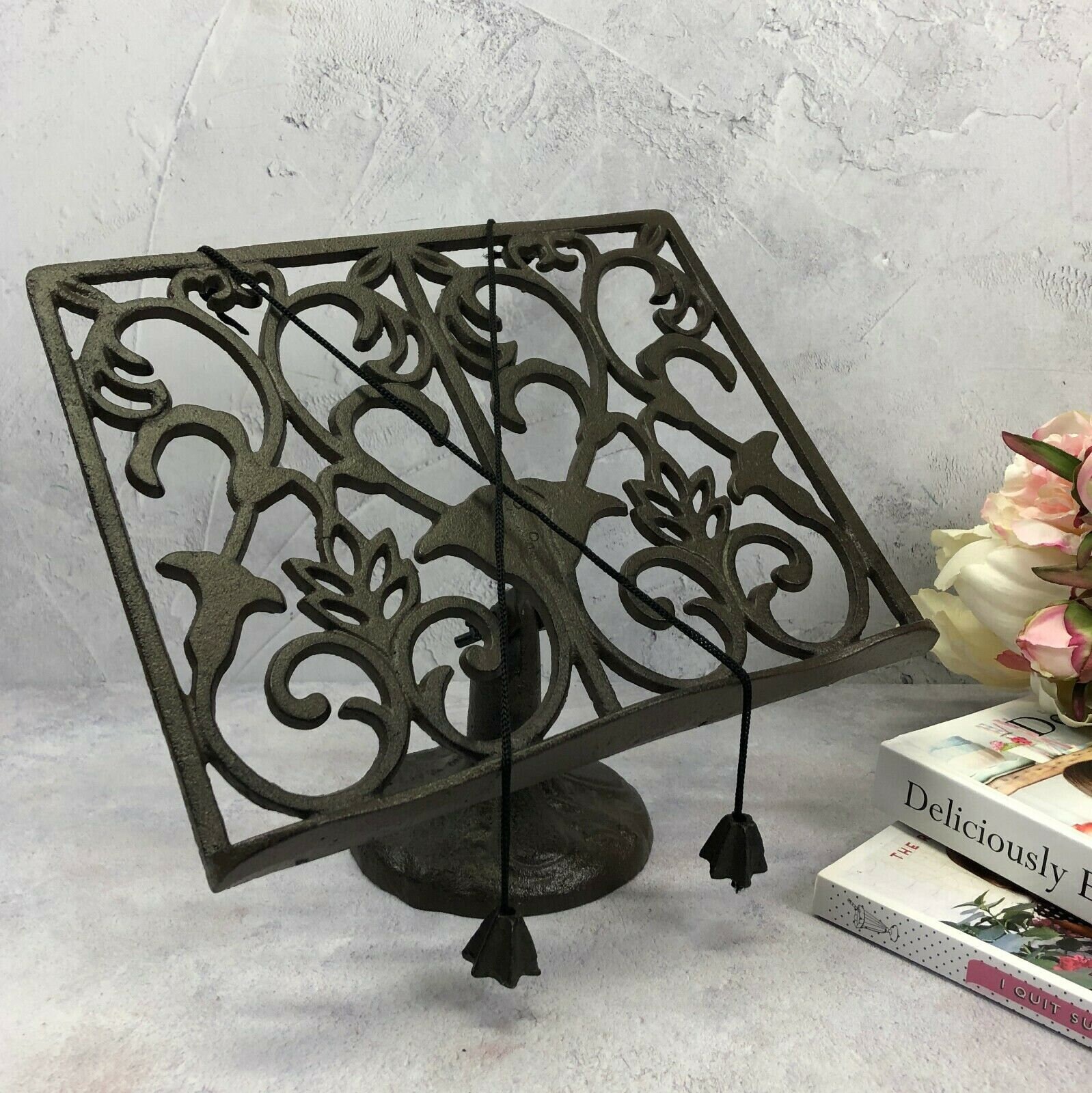 Cook Book Stand Metal With Bird Figurine - $46.00