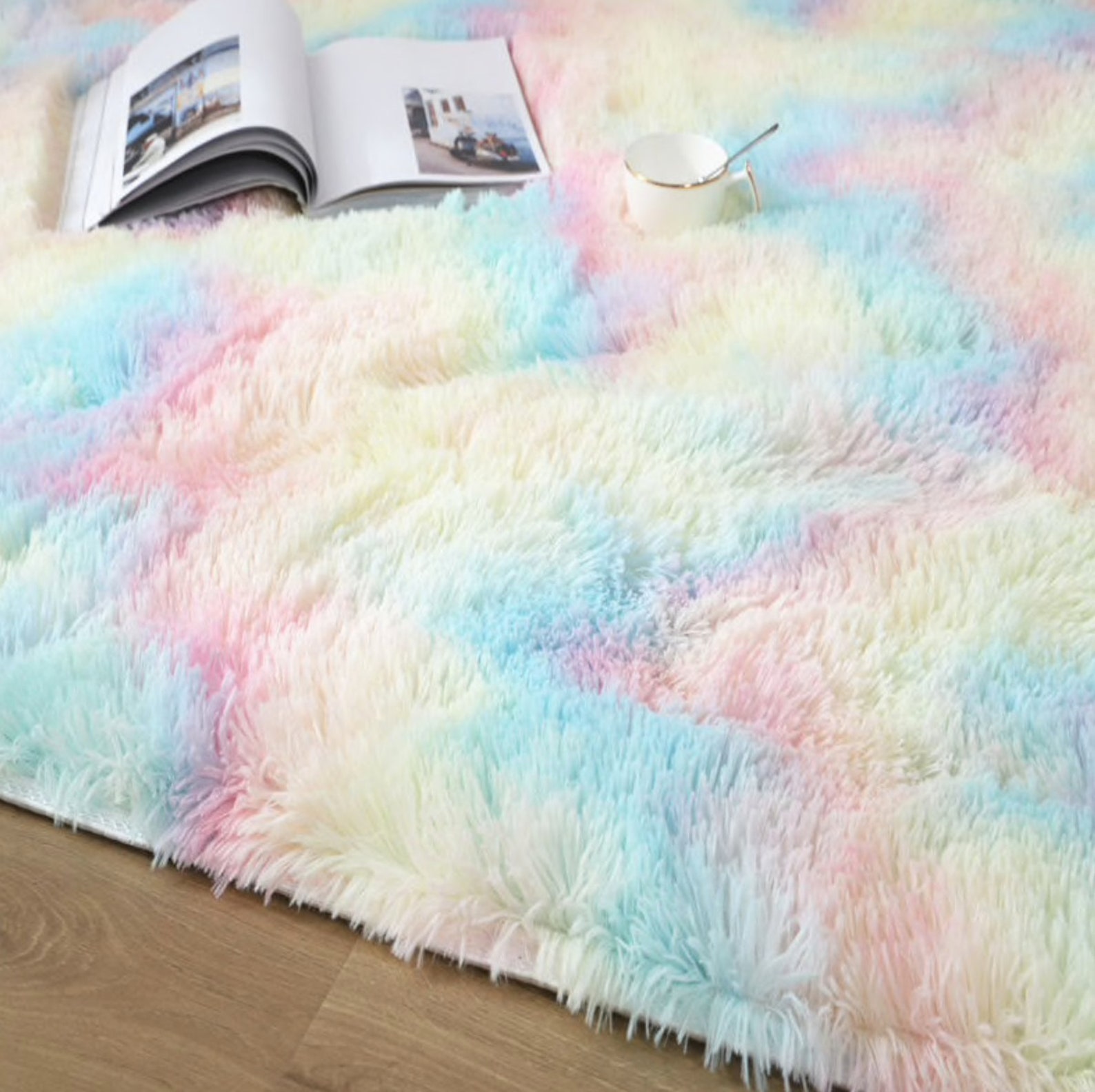 Large Rainbow Tie Dye Carpet Rug Bedroom Floor Mat Fluffy Faux Etsy
