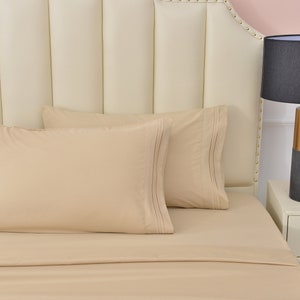 Silky Soft Bamboo Bed Sheets Set- Cooling Bamboo Sheets- Softer than Cotton- Hypoallergenic-Wrinkle Free- 1800 Thread Counts-Queen