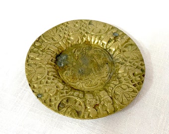 Decorative Trinket Dish, Vintage Engraved Solid Brass Ring Dish, Brass Trinket Tray Decor Dish, Brass Soap Holder - VDA0449