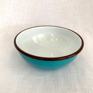 Vintage Enamel Bowl | Retro Turquoise Brown Enamel Bowl | Camping Bowl | Rustic Kitchen Decor | Rustic Enamelware | Country Kitchen Decor