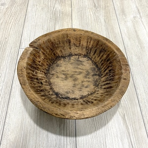 Primitive Hand Carved Wooden Bowl, Rustic Design Old Bowl, Vintage Wooden Dough Bowl, Country Home Decor, Wabi Sabi Wooden Bowl - VDA0049