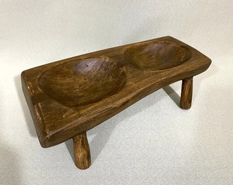 Wooden Snack Table Tray | Wooden Serving Tray | Snack Nut Bowl | Decorative Snack Wood Plate | Handcrafted Two Part Serving Tray