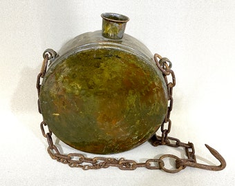 Antique Water Tank | Vintage Old Water Storage Flask | Primitive Flask | Copper Water Canteen | Primitive Copper Barrel | Water Container