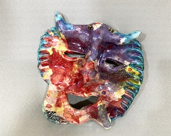 Vintage Devil Ceramic Mask | Wall Decor Mask | Clay Ceramic Wall Decoration | Wall Hanging Decor | Ceramic Wall Art | Handmade Ceramic Art