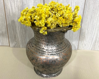 Antique Old Copper Planter | Vintage Copper Vase | Turkish Copper Yoghurt Pot | Antique Copper Bakrac | Garden Decorative Copper Flower Pot