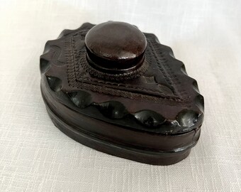 Wooden Faux Leather Trinket Box, Jewelry Storage Box, Vintage Chest Box, Wooden Trinket Box, Decorative Box - VDA0457