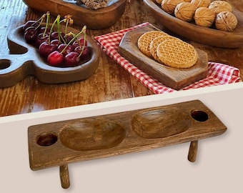 Handcrafted Wood Serving Dish | Snacks and Nuts Tray | Natural Kitchenware | Wooden Plate | Hand-carved Rustic Bowl | Serving Board Platter
